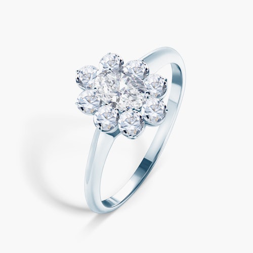 Pierścionek zaręczynowy SAVICKI: białe złoto, białe szafiry